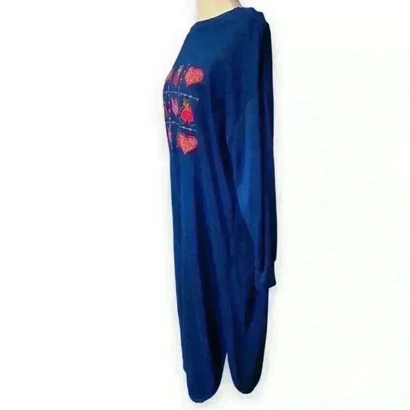 Vintage Full Length Embroidered Pullover Robe Gown Teddy Bears & Hearts Size M - Picture 2 of 7